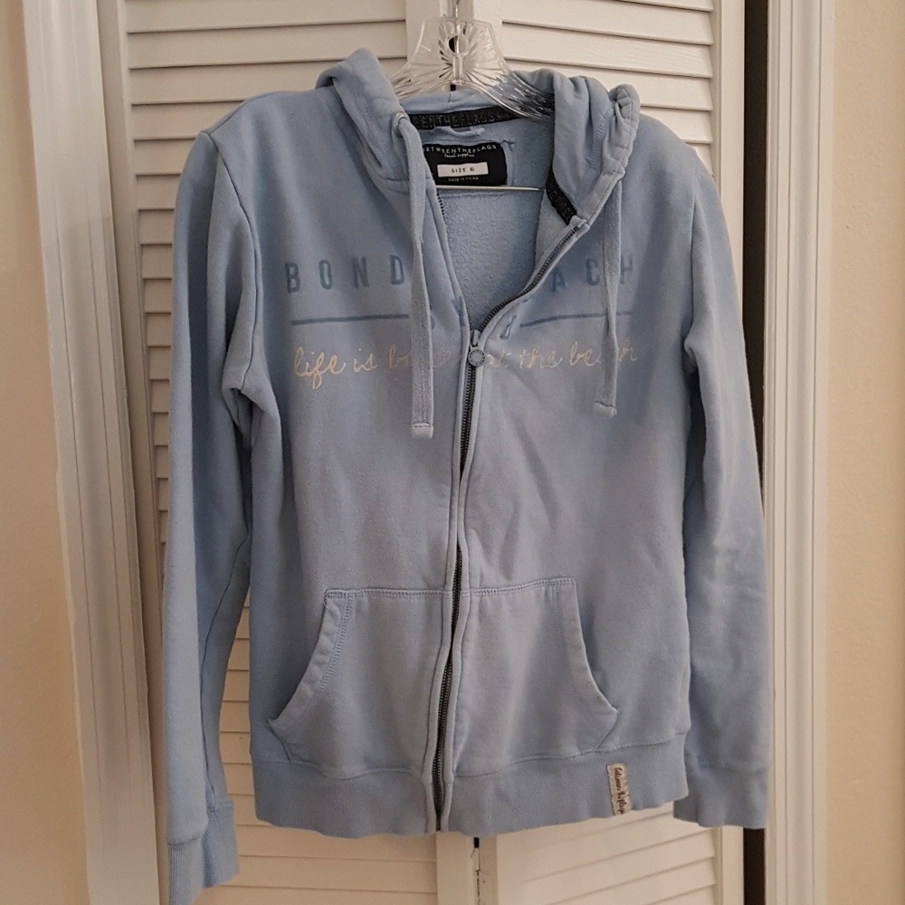 Australian Bondi Beach Zip Hoodie, Light Blue